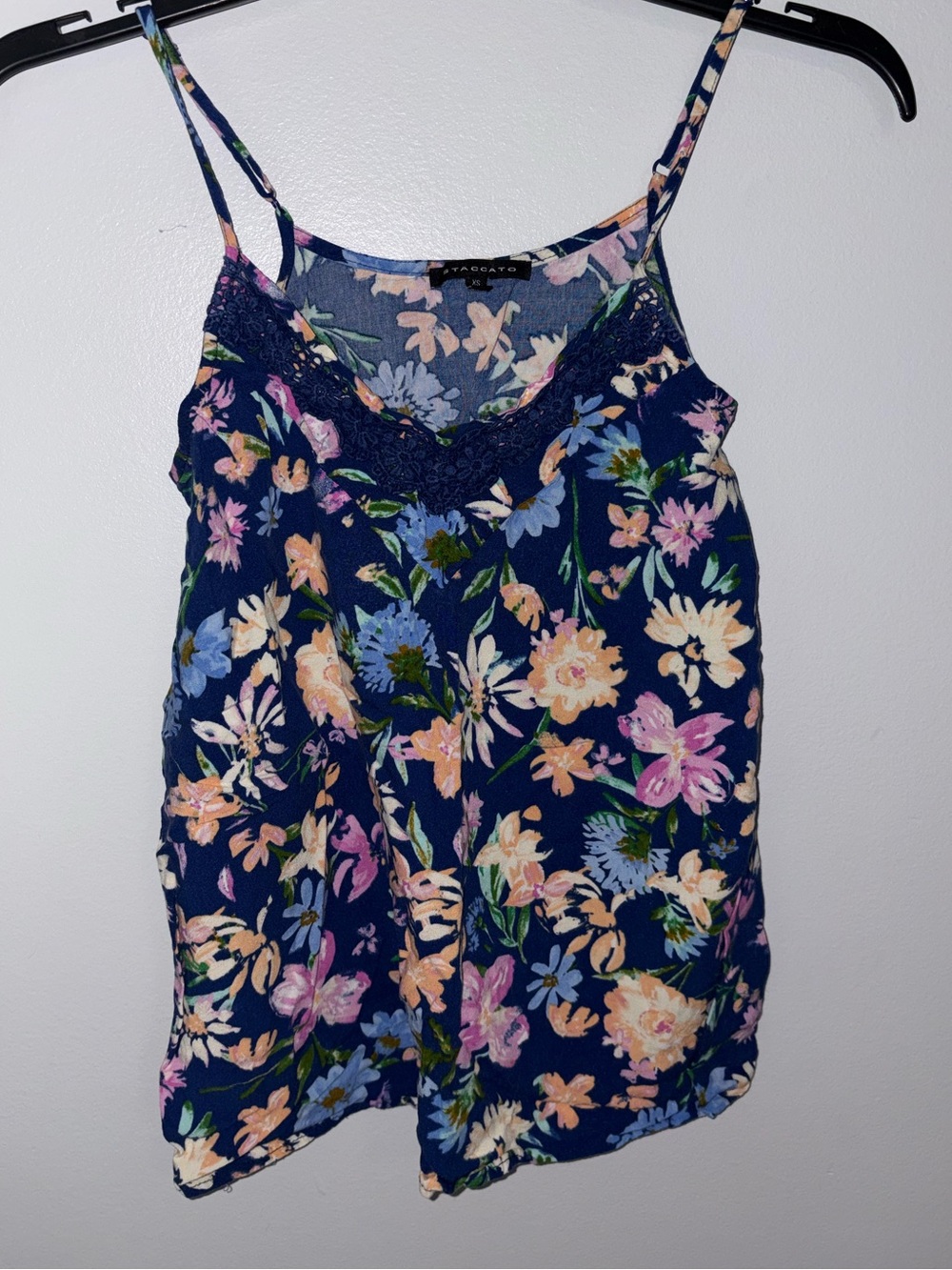 Staccato Navy Floral Lace-Trim Camisole